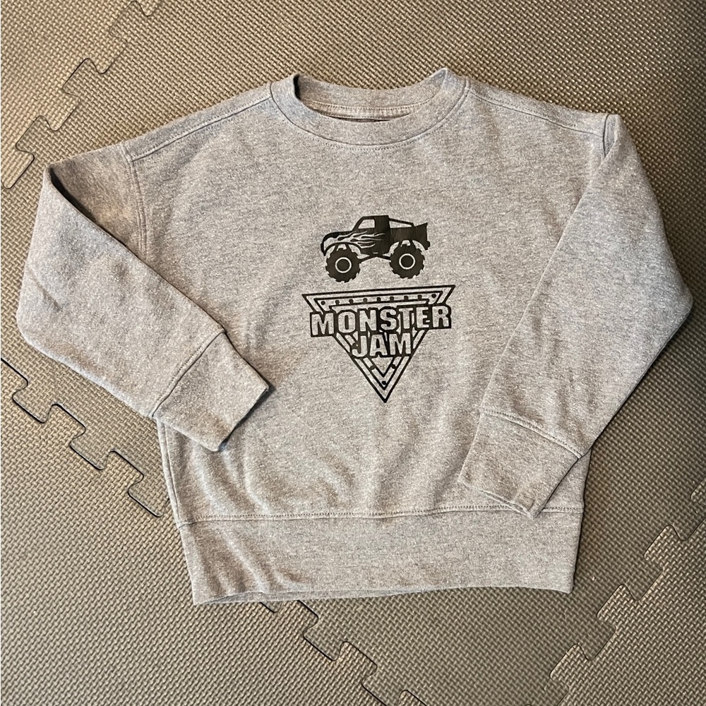 Kids grey monster jam Sweatshirt